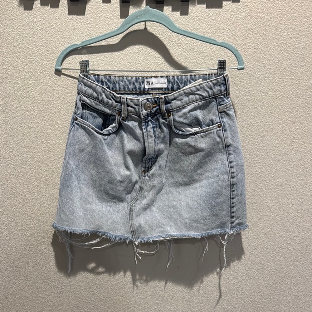 Light Blue Denim Mini Skirt